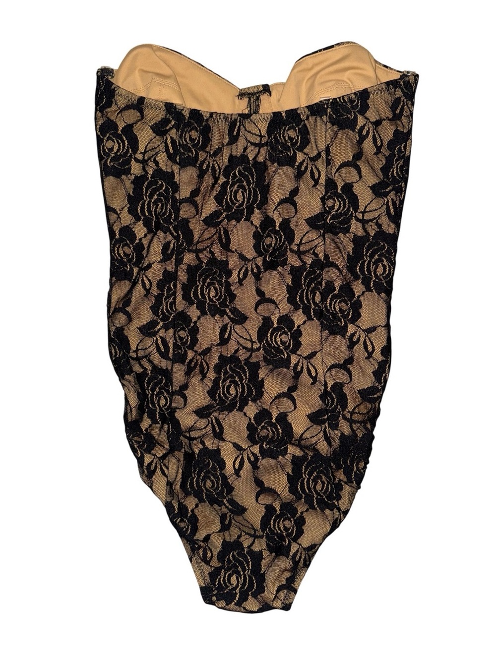 NEW Norma Kamali Mio Lace Corset Black Nude Strapless One Piece Swimsuit XS - Picture 4 of 9